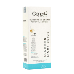 ژنوبایوتیک-کرم ضدافتاب SPF50 مناسب پوست خشک ژنوبایوتیک بژ روشن