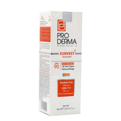 پرودرما-کرم ضدافتاب رنگی و ضدچروک SPF90 مناسب انواع پوست پرودرما 40 میلی لیتر بژ طبیعی