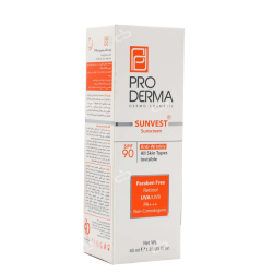 پرودرما-کرم ضدافتاب و ضدچروک SPF90 مناسب انواع پوست پرودرما 40 میلی لیتر فاقد رنگ