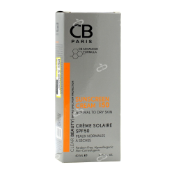سی بی پاریس-کرم ضد افتاب SPF50 مناسب پوست های نرمال تا خشک سی بی پاریس 40 میلی لیتر بی رنگ