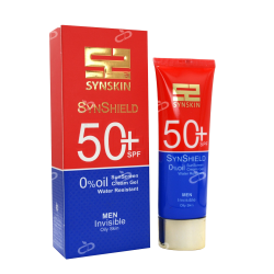 ساین اسکین-کرم ژل ضدافتاب ساین شیلد SPF50 مخصوص اقایان ساین اسکین  بی رنگ